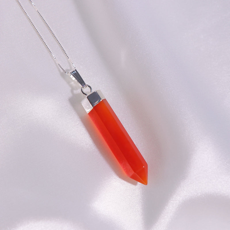 Natural Carnelian Crystal Point Necklace