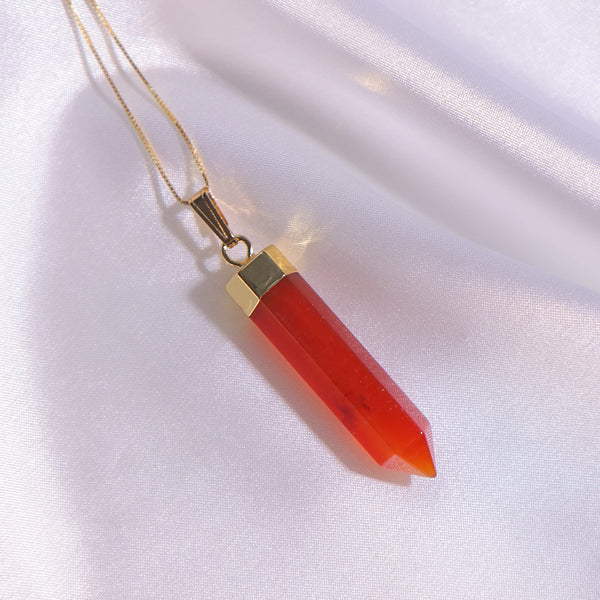 Natural Carnelian Crystal Point Necklace